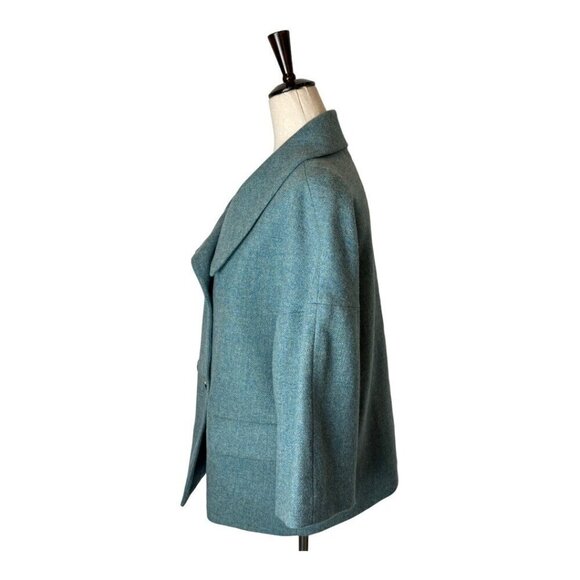 Talbots Blazer Women 12 Blue Teal Wool Double Breasted Shawl Collar Preppy - Picture 6 of 9
